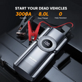【5-in-1】 Portable Car Starter and Air Compressor 4000A Maximum Power (8.5 liters of gasoline, 8 liters of diesel) Equipped with 150-pound tire inflator