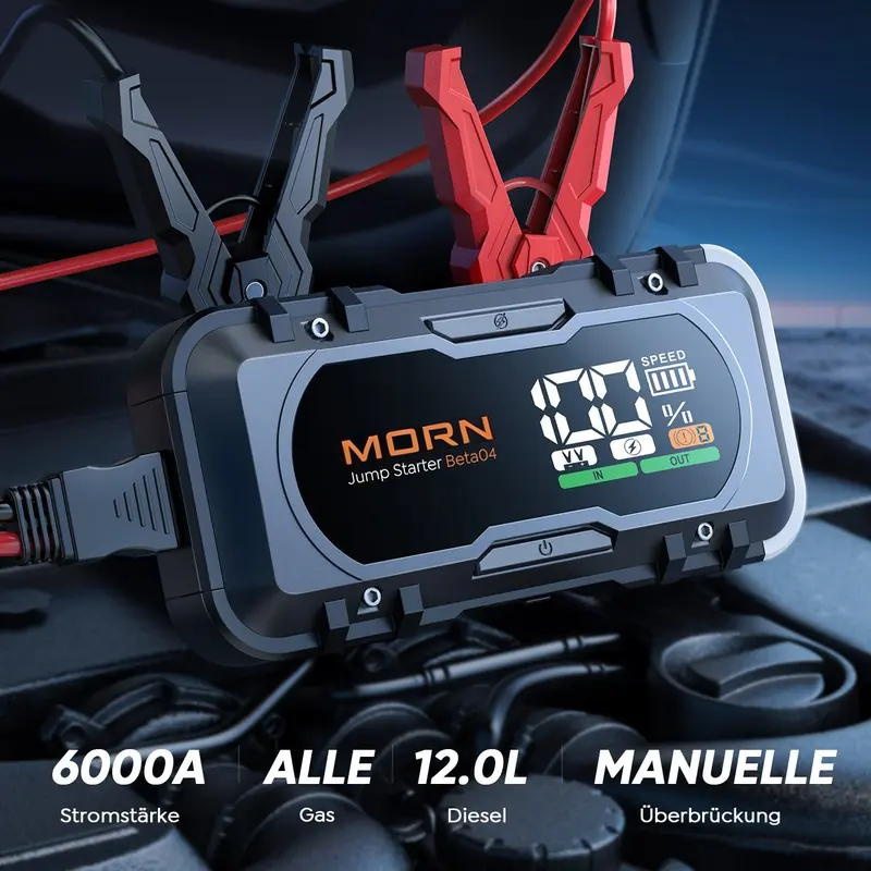 【5-in-1】 Portable Car Starter and Air Compressor 4000A Maximum Power (8.5 liters of gasoline, 8 liters of diesel) Equipped with 150-pound tire inflator